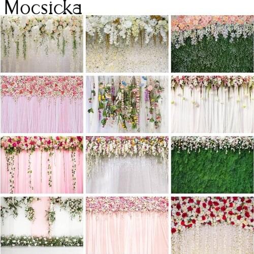White Wedding Portrait Backdrop Photo Studio Floral Wedding rose Wall Backgraound Decor Bridal Shower Photocall Boda Photography