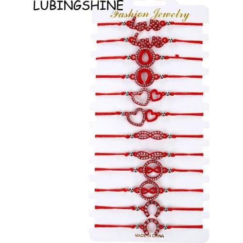 Boho 12Pcs/set Infinite Love Charm Bracelets Women Red String Good Luck Blessing Adjustable Crystal Anklet Bracelet Jewelry Gift