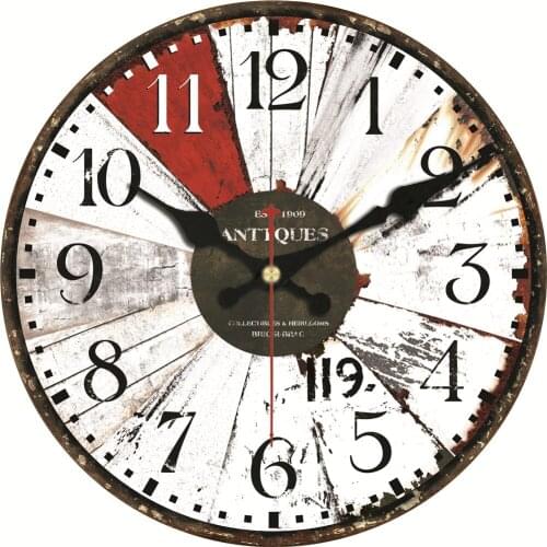 Shabby White Retro Abstract Design Wooden Wall Clock Farmhouse Decor Silent Non Ticking Clocks - Vintage Rustic Country Style