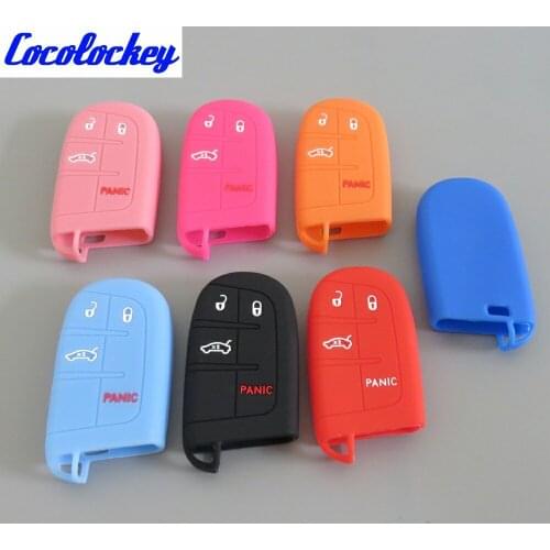 Cocolockey Silicone Car Key Cover Case for JEEP for Dodge for CHRYSLER Smart Remote Key Case For Car 4Buttons Car Styling