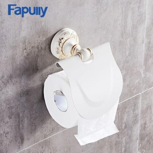 Fapully Space Aluminum Bathroom Toilet Paper Holder Toilet Roll Holder White Finish Printing Paper Rock Bathroom Accessories 128