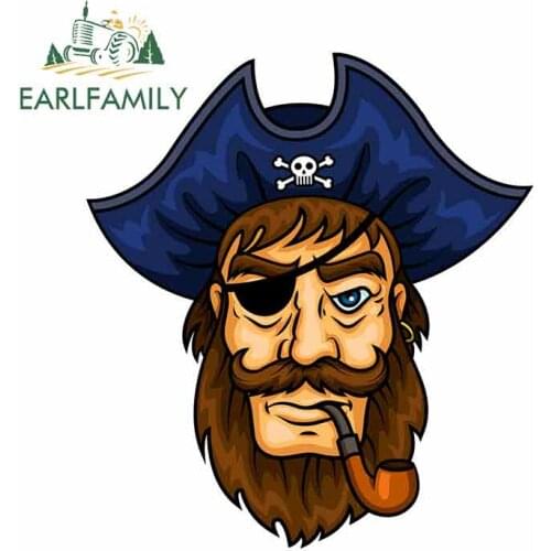 EARLFAMILY 13cm x 11.5cm For Cartoon Pirate Captain Vinyl Car Sticker Fashion Decal DIY Waterproof Auto Air Conditioner Decor