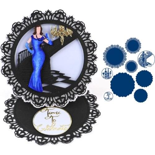 Elegant Girl Lace Cicle Frame Metal Cutting Dies Stencils for DIY Scrapbooking Photo Album Decorative Embossing Craft Die Cut