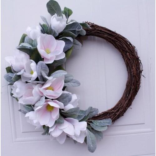 Artificial Magnolia Flowers Peony Wreath For Front Door Farmhouse Wreath For All Seasons Christmas Wedding Half Coverage