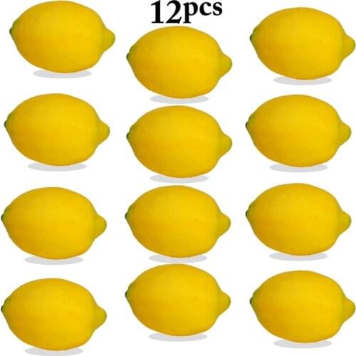 12Pcs/Bag Fake Fruit Home Kitchen Party Decoration Artificial Lifelike Simulation Faux Limes Lemons Home Foam Fruit Imitation