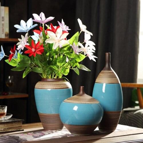 Ceramics Handcraft Glaze Flower Vase Decorative Ornaments Living Room Flower Arrangement Modern Home Decoration Vases