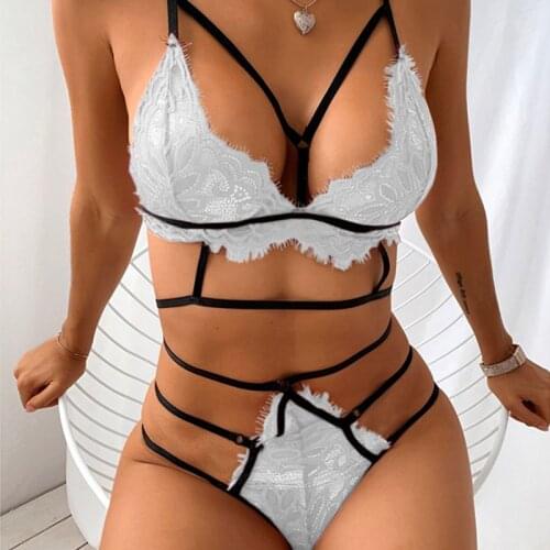 Floral Embroidery Lace Lingerie 2 Piece Set Sexy Underwear Women Bra and Panties Sets Bra Lingeries Feminina 2021 Fashion