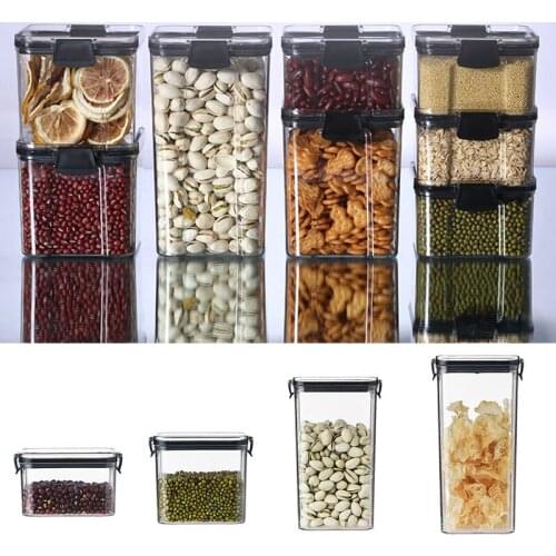 Kitchen Storage Box Square Fresh-Keeping Transparent Sealed Jar Refrigerator Grain Storage Tank Snacks Dried Fruit Storage Can