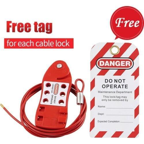 Lockey free tag 10pcs Economic Adjustable Wire Fish-Shaped Cable Lockout with 3.8 dia. 6