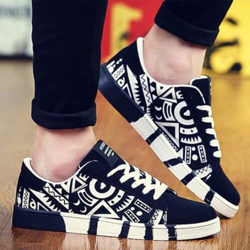 Men Casual Shoes Sneakers Fashion Plimsolls Camouflage Spring Autumn Flat Canvas Shoes Breathable Graffiti Colorful Dropshipping