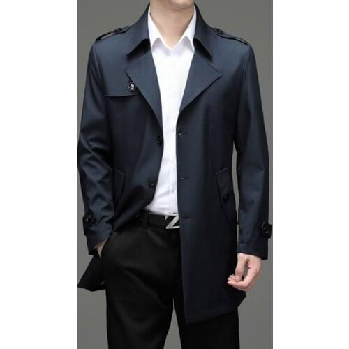Spring/Autumn Business Casual Mens Long Jacket Men Cardigan Turn-down Collar Overcoat High Quality Trench Coats Male 3 Colors