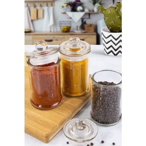 Glass Spice Set Set of 3 Silicone Cover Airtight kitchen mother spice set salt shaker pepper shaker tableware wooden bamboo