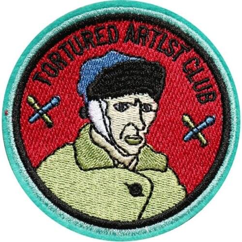 Custom Embroidered Patches delicate Van Gogh badge Iron On Sew On Velcro Applique for promotional gifts giftaway