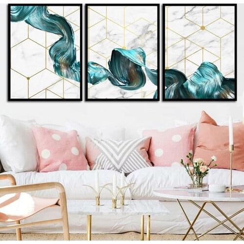 Wall Art Print Canvas Home Decoration Painting Abstract Green Ribbon Pictures Nordic Style Modular Poster For Living Room