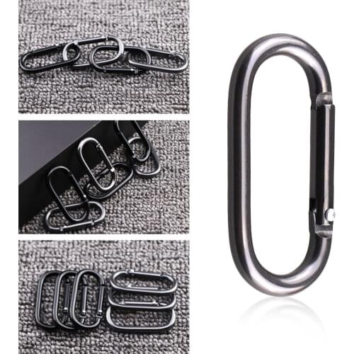 2021 New Hot Practical 5/10/20 Pcs Black D Shaped Aluminum Alloy Carabiner Hook Keychain Climbing Equipment Karabiner Mosqueton