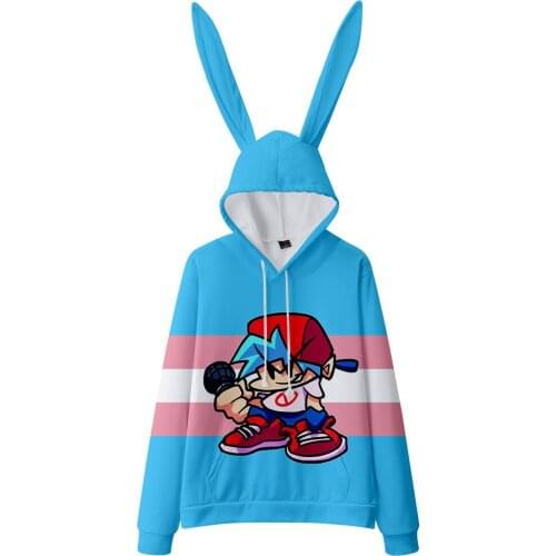 New Cute Sweatshirts Friday Night Funkin 3D Digital Printing Hoodies Men/Women Bunny Ears Hooded Casual Pullover sweatshirt tops