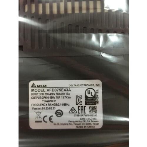 New original Delta inverter VFD-E VFD075E43A 7.5KW 380V