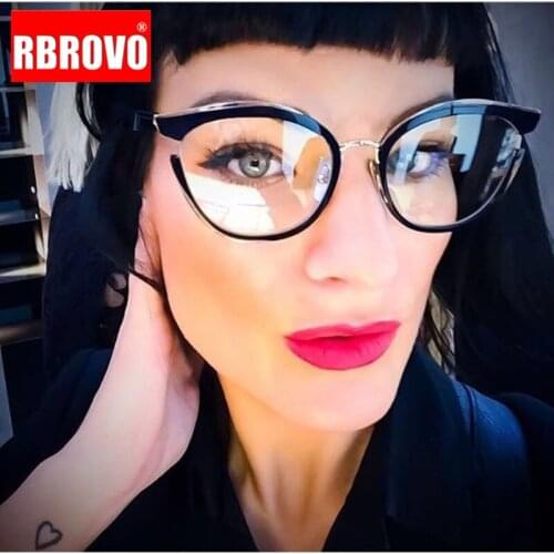 RBROVO Cat Eye Glasses Women Anti-blue light Eyeglasses Women Retro Glasses Frame Women/Men Luxury Lentes De Lectura Hombre
