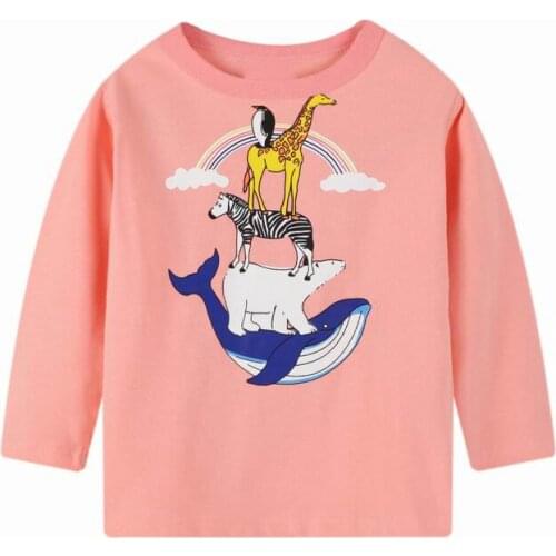 2-7 Years Children Kids Animal Tops New Spring Baby Boy Girls Long Sleeve Giraffe T Shirt Cotton Children Shirts Clothes