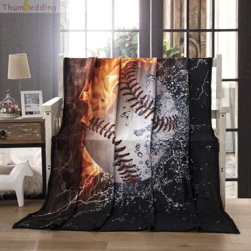 Thumbedding Baseball Flannel Blankets for Beds 3D Sport Throw Blanket Comfortable Material Soft Touching Bedspread Bed Deco