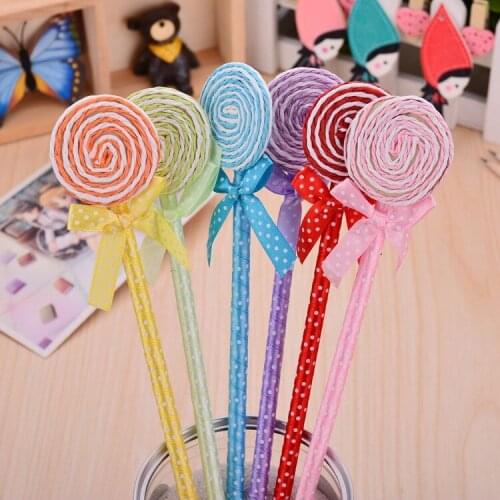 Flat lollipop ballpoint pen creative cartoon cute plush pen gift pen advertising pen factory direct sales