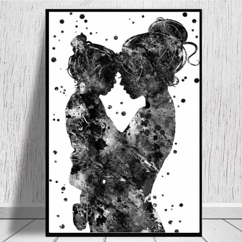 Mother and daughter canvas prints Home Decor Nordic Minimalist Posters and Prints Wall Art Canvas Painting for Bedroom