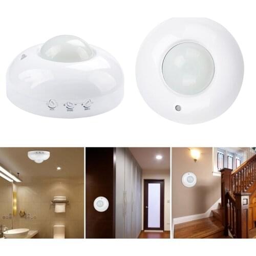 Adjustable Detection Distance 360° Sensor Low Power PIR Human Body Infrared Sensor 220-240V Round Ceiling Sensor