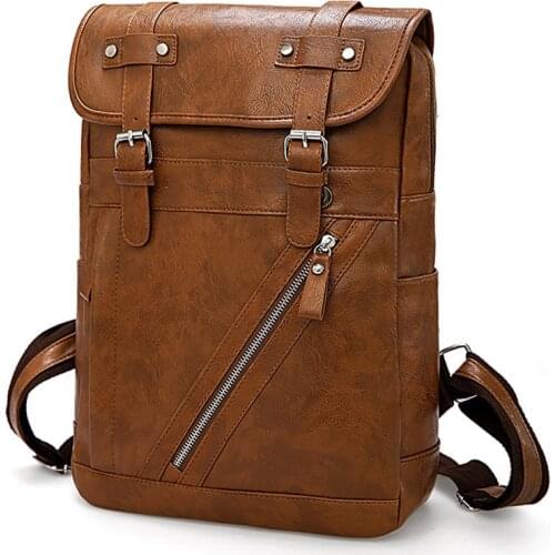 Travel Leather Backpack Men Waterproof Vintage Bag Large Capacity Back Pack Fashion Bagpack Laptop Backpacks Casual Bags For Men