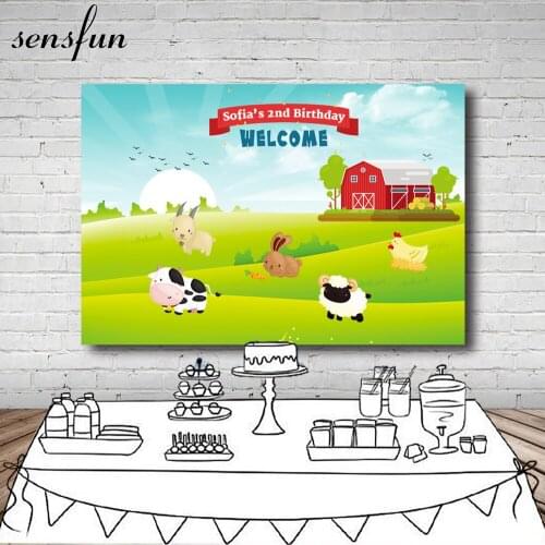 Sensfun Farm Birthday Party Photography Backdrop Custom Name Age Farmhouse Backgrounds For Photo Studio Children 7x5FT Vinyl