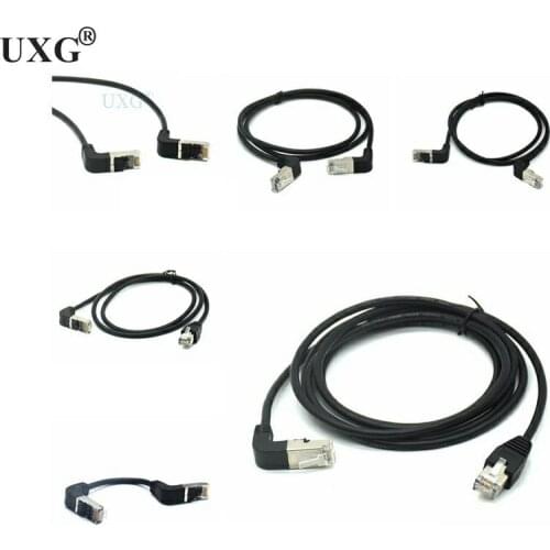 Cat5 RJ45 Down Angle Network Cable 1m RJ45 Down Angle Male to Down Angle Male 90 Degree Cat 5 Ethernet Cable Cord