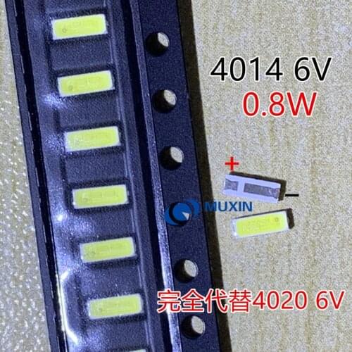 PCT 100PCS/Lot Jufei SMD LED 4014 6V 0.8W Cool White Replace 4020 For TV Backlight Application
