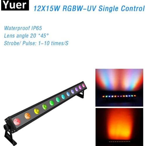 12X15W High Bright RGBWA-UV 6IN1 LED Wall Washer Light Outdoor Waterproof Lights Floodlight DJ Disco Stage Light DMX 512 Control