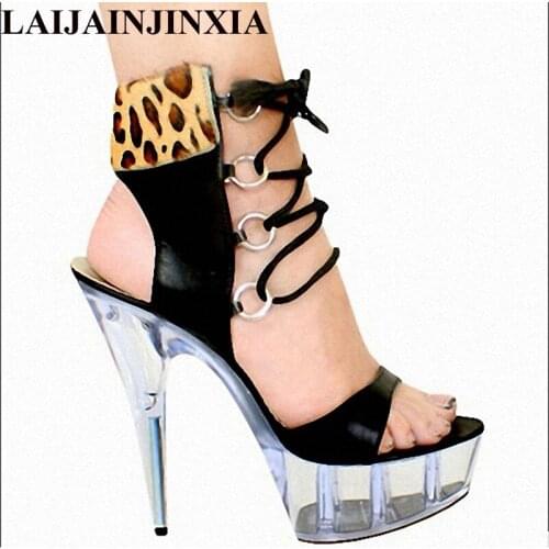 LAIJIANJINXIA Sexy Ultra 15cm Women Nightclub Party Shoes High Heels Platform Dancing Shoes Romantic Sandals Crystal Dance Shoes
