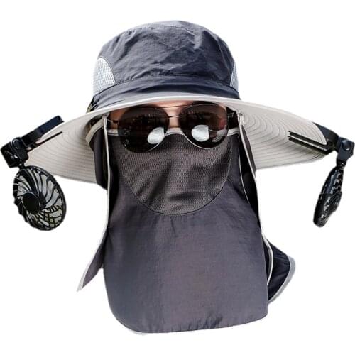 USB Cap With Fan Solar Mini Rechargeable Wind Sun Hat Men 'S And Women Summer Wide Brim Sun-Proof Face Cover Curtain