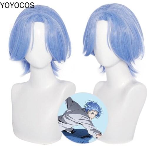 YOYOCOS SK Langa Cosplay Wig Anime Langa Hasegawa Cosplay Light Blue Short Hair Heat Resistant Synthetic Hair SK8 the Infinity