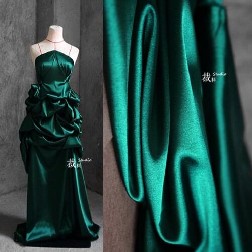 Green silky satin wedding dress scheongsam Hanfu fabric,nordic curtain background cloth designer original fabrics for patchwork