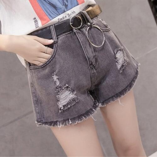 High Waist Hole Women Denim Shorts Plus Size Fashion Female Shorts Button High Quality Women Shorts