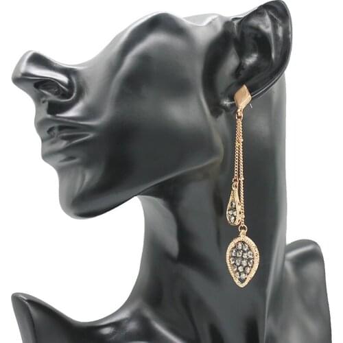 ISINYEE Fashion Crystal Heart Shape Drop Earrings For Women Gold Chain Hanging Ear Handmade Christmas Day Gift Jewelry Brincos