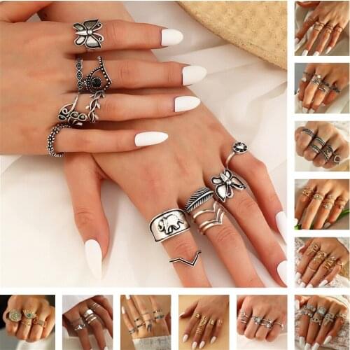 Gold Filled Jewelry Women Rings Set High Quality Women Ring Accessories Gift Party Fashion Gold Plated Jewelry Finger Rings Gift