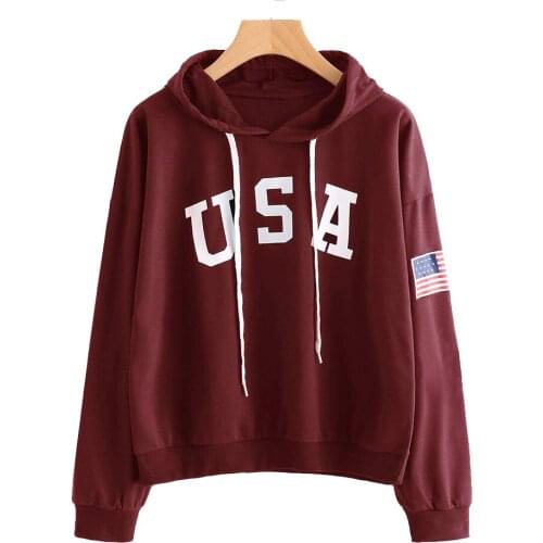 NORA TWIPS New 2018 Fashion Corduroy Long sleeves USA Letter printing Girl Light Pullovers Tops O-neck Woman Sweatshirt