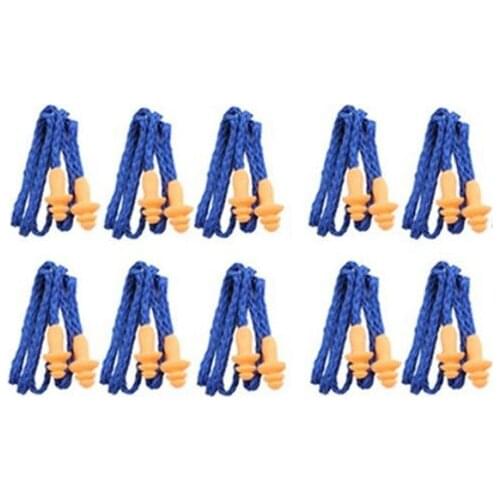 10Pcs Soft Silicone Corded Ear Plugs ears Protector Reusable Hearing Protection Noise Reduction Earplugs Earmuff