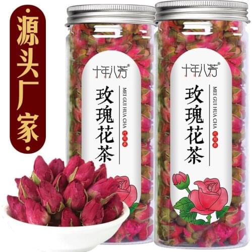 2021 Rose Flower Tea Origin Source Pingyin Double Red Rose Beauty Health Care Products Wedding Party 50g Canned Ten Years Bafang