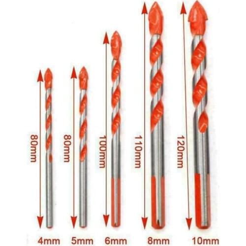 5Pcs 4/5/6/8/10mm Twist Drill Bits WoodCeramic Wall Glass Punching Hole Drilling Triangle Drill Bit Working Set For Power Tools