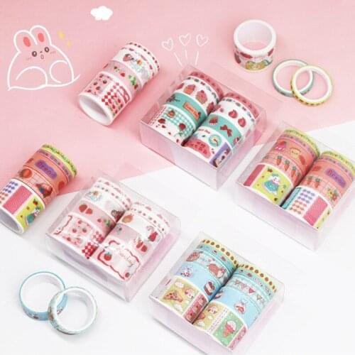 5Pcs/Set Cute Washi Tape Paper Stickers Cartoon Diy Decoration Scrapbooking Planner Masking Tape Adhesive Label Sticker