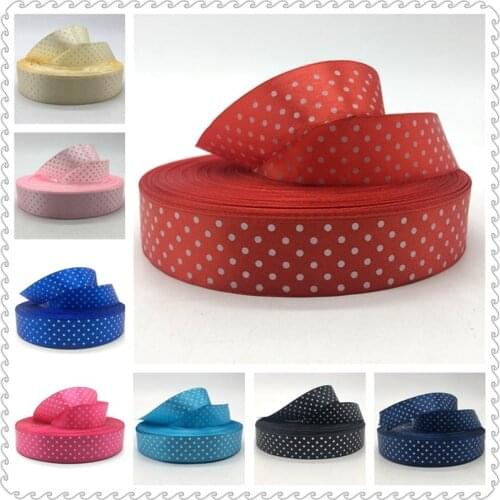 5yards 1"(25mm) Polka Dots Satin Ribbon Printed Polyester Ribbon DIY Christmas Wedding Decoration Handmade Materials