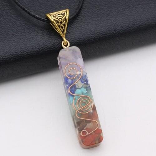 7 Chakras Orgonite Energy Necklace Reiki Heal Rectangle Amulet Pendant Necklace Jewelry for Women Party Gifts