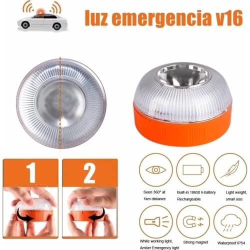 V16 Emergency Portable Light USB Rechargeable Magnetic Induction Strobe Mini Flashing Light Emergency Lights For Cars Dropship