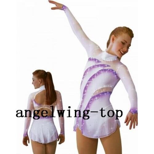 White purple ice skating dress for girls hot sale figure skating dresses competition ice skating dresses free shipping B53