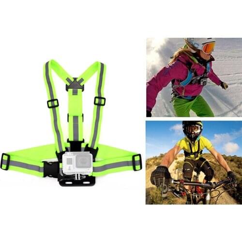 Besegad Adjustable Elastic Luminous Chest Mount Harness Strap for GoPro Go Pro Hero 6 Camera Fluorescent Accessories