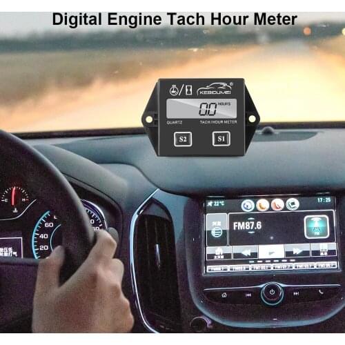 NewWaterproof Digital Engine Tach Hour Meter Tachometer Gauge Engine RPM LCD Display For Motorcycle Motor Stroke Engine Car Boat